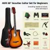 imageADM 38quot Inch Acoustic Guitar Bundle for Beginners Adults with Online Lesson Cutaway Wood Acustica Guitarra Starter Set Package with Gig Bag Strap Steel Strings Picks Capos Stand GreenSunburst