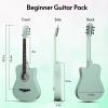 imageADM 38quot Inch Acoustic Guitar Bundle for Beginners Adults with Online Lesson Cutaway Wood Acustica Guitarra Starter Set Package with Gig Bag Strap Steel Strings Picks Capos Stand GreenGreen