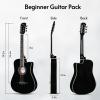 imageADM 38quot Inch Acoustic Guitar Bundle for Beginners Adults with Online Lesson Cutaway Wood Acustica Guitarra Starter Set Package with Gig Bag Strap Steel Strings Picks Capos Stand GreenBlack 1