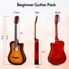 imageADM 38quot Inch Acoustic Guitar Bundle for Beginners Adults with Online Lesson Cutaway Wood Acustica Guitarra Starter Set Package with Gig Bag Strap Steel Strings Picks Capos Stand GreenSunburst