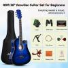 imageADM 38quot Inch Acoustic Guitar Bundle for Beginners Adults with Online Lesson Cutaway Wood Acustica Guitarra Starter Set Package with Gig Bag Strap Steel Strings Picks Capos Stand GreenBlueburst