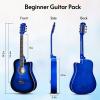 imageADM 38quot Inch Acoustic Guitar Bundle for Beginners Adults with Online Lesson Cutaway Wood Acustica Guitarra Starter Set Package with Gig Bag Strap Steel Strings Picks Capos Stand GreenBlueburst