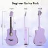 imageADM 38quot Inch Acoustic Guitar Bundle for Beginners Adults with Online Lesson Cutaway Wood Acustica Guitarra Starter Set Package with Gig Bag Strap Steel Strings Picks Capos Stand GreenPurple