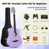 imageADM 38quot Inch Acoustic Guitar Bundle for Beginners Adults with Online Lesson Cutaway Wood Acustica Guitarra Starter Set Package with Gig Bag Strap Steel Strings Picks Capos Stand GreenPurple