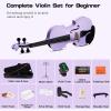 imageADM Acoustic Violin for Kids Beginners Acoustic Violin Fiddle for Teens Students Beginners Violin Starter Kit with Hard Case Rosin Shoulder Rest Bow Violin Music Stand Strings Black 34 SizePurple