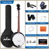imageADM Banjo 5 String Full Size Banjoes Set 38 Inch Beginner Banjo Kit with Resonator Remo Drum Head Open or Closed Back Gift Package Free Lessons Starter Accessories for Adults Teenager BrownBlueburst