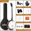 imageADM Banjo 5 String Full Size Banjoes Set 38 Inch Beginner Banjo Kit with Resonator Remo Drum Head Open or Closed Back Gift Package Free Lessons Starter Accessories for Adults Teenager BrownBrown