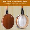imageADM Banjo 5 String Full Size Banjoes Set 38 Inch Beginner Banjo Kit with Resonator Remo Drum Head Open or Closed Back Gift Package Free Lessons Starter Accessories for Adults Teenager BrownBrown