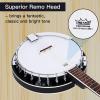 imageADM Banjo 5 String Full Size Banjoes Set 38 Inch Beginner Banjo Kit with Resonator Remo Drum Head Open or Closed Back Gift Package Free Lessons Starter Accessories for Adults Teenager BrownBlack