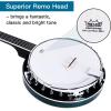 imageADM Banjo 5 String Full Size Banjoes Set 38 Inch Beginner Banjo Kit with Resonator Remo Drum Head Open or Closed Back Gift Package Free Lessons Starter Accessories for Adults Teenager BrownBluishGreen