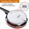 imageADM Banjo 5 String Full Size Banjoes Set 38 Inch Beginner Banjo Kit with Resonator Remo Drum Head Open or Closed Back Gift Package Free Lessons Starter Accessories for Adults Teenager BrownBrownUpgrade