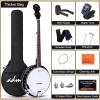 imageADM Banjo 5 String Full Size Banjoes Set 38 Inch Beginner Banjo Kit with Resonator Remo Drum Head Open or Closed Back Gift Package Free Lessons Starter Accessories for Adults Teenager BrownBlack