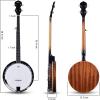 imageADM Banjo 5 String Full Size Banjoes Set 38 Inch Beginner Banjo Kit with Resonator Remo Drum Head Open or Closed Back Gift Package Free Lessons Starter Accessories for Adults Teenager BrownBrownUpgrade