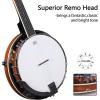 imageADM Banjo 5 String Full Size Banjoes Set 38 Inch Beginner Banjo Kit with Resonator Remo Drum Head Open or Closed Back Gift Package Free Lessons Starter Accessories for Adults Teenager BrownBrown w EQ