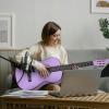 imageADM Beginner Acoustic Classical Guitar 30 Inch Nylon Strings Wooden Guitar Bundle Kit for Kid Boy Girl Student Youth Guitarra Online Lessons with Gig Bag Strap Tuner Extra Strings PicksBlack 1Purple