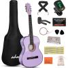 imageADM Beginner Acoustic Classical Guitar 30 Inch Nylon Strings Wooden Guitar Bundle Kit for Kid Boy Girl Student Youth Guitarra Online Lessons with Gig Bag Strap Tuner Extra Strings PicksPink 1Purple
