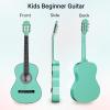 imageADM Beginner Acoustic Classical Guitar 30 Inch Nylon Strings Wooden Guitar Bundle Kit for Kid Boy Girl Student Youth Guitarra Online Lessons with Gig Bag Strap Tuner Extra Strings PicksBlack 1Cyan Green