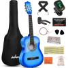 imageADM Beginner Acoustic Classical Guitar 30 Inch Nylon Strings Wooden Guitar Bundle Kit for Kid Boy Girl Student Youth Guitarra Online Lessons with Gig Bag Strap Tuner Extra Strings PicksPink 1Blue