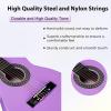 imageADM Beginner Acoustic Classical Guitar 30 Inch Nylon Strings Wooden Guitar Bundle Kit for Kid Boy Girl Student Youth Guitarra Online Lessons with Gig Bag Strap Tuner Extra Strings PicksBlack 1Purple