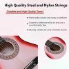 imageADM Beginner Acoustic Classical Guitar 30 Inch Nylon Strings Wooden Guitar Bundle Kit for Kid Boy Girl Student Youth Guitarra Online Lessons with Gig Bag Strap Tuner Extra Strings PicksPink 1Pink