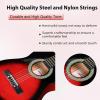 imageADM Beginner Acoustic Classical Guitar 30 Inch Nylon Strings Wooden Guitar Bundle Kit for Kid Boy Girl Student Youth Guitarra Online Lessons with Gig Bag Strap Tuner Extra Strings PicksBlack 1Redburst