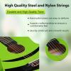 imageADM Beginner Acoustic Classical Guitar 30 Inch Nylon Strings Wooden Guitar Bundle Kit for Kid Boy Girl Student Youth Guitarra Online Lessons with Gig Bag Strap Tuner Extra Strings PicksBlack 1Green