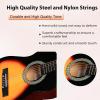 imageADM Beginner Acoustic Classical Guitar 30 Inch Nylon Strings Wooden Guitar Bundle Kit for Kid Boy Girl Student Youth Guitarra Online Lessons with Gig Bag Strap Tuner Extra Strings PicksBlack 1Sunburst