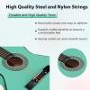 imageADM Beginner Acoustic Classical Guitar 30 Inch Nylon Strings Wooden Guitar Bundle Kit for Kid Boy Girl Student Youth Guitarra Online Lessons with Gig Bag Strap Tuner Extra Strings PicksBlack 1Cyan Green