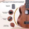 imageADM Concert Ukulele Beginner Kit Mahogany Hawaiian Wood Ukelele Bundle Ukalalee Set with Uke Free Starter Lessons for kids Students and Adults Yellow Brown Khaki 23 inchKhaki