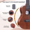 imageADM Concert Ukulele Beginner Kit Mahogany Hawaiian Wood Ukelele Bundle Ukalalee Set with Uke Free Starter Lessons for kids Students and Adults Yellow Brown Khaki 23 inchKhaki
