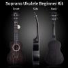 imageADM Concert Ukulele Beginner Kit Mahogany Hawaiian Wood Ukelele Bundle Ukalalee Set with Uke Free Starter Lessons for kids Students and Adults Yellow Brown Khaki 23 inchBlack