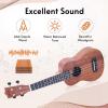 imageADM Concert Ukulele Beginner Kit Mahogany Hawaiian Wood Ukelele Bundle Ukalalee Set with Uke Free Starter Lessons for kids Students and Adults Yellow Brown Khaki 23 inchKhaki