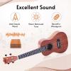 imageADM Concert Ukulele Beginner Kit Mahogany Hawaiian Wood Ukelele Bundle Ukalalee Set with Uke Free Starter Lessons for kids Students and Adults Yellow Brown Khaki 23 inchKhaki
