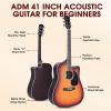 imageADM Dreadnought Acoustic Guitar Kit with Free Lesson for Beginner Adult Teen Full Size Acustica Guitarra Starter Bundle Set wBag Strap Tuner Capo Pickguard Music Stand Right HandSunburst 41 InchSunburstCutaway