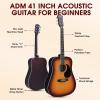 imageADM Dreadnought Acoustic Guitar Kit with Free Lesson for Beginner Adult Teen Full Size Acustica Guitarra Starter Bundle Set wBag Strap Tuner Capo Pickguard Music Stand Right HandSunburst 41 InchSunburst