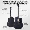 imageADM Dreadnought Acoustic Guitar Kit with Free Lesson for Beginner Adult Teen Full Size Acustica Guitarra Starter Bundle Set wBag Strap Tuner Capo Pickguard Music Stand Right HandSunburst 41 InchBlackCutaway