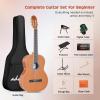 imageADM Full Size Classical Nylon Strings Acoustic Guitar 29 x 75x 50mm Classic Guitarra Starter Bundle for Adult with Free Lessons Gig Bag Tuner Footstool Kids Student Beginner Kits NatureYellow