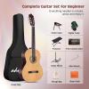 imageADM Full Size Classical Nylon Strings Acoustic Guitar 29 x 75x 50mm Classic Guitarra Starter Bundle for Adult with Free Lessons Gig Bag Tuner Footstool Kids Student Beginner Kits NatureNature
