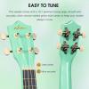 imageADM Ukulele for Beginners Hawaiian Wood Ukelele Kit for Kids Adult Student Starter Professional Ukalelee Pack Bundle with Free Lessons Gig Bag Strap Nylon String Tuner BrownSapele 21 InchCyan Green
