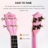 imageADM Ukulele for Beginners Hawaiian Wood Ukelele Kit for Kids Adult Student Starter Professional Ukalelee Pack Bundle with Free Lessons Gig Bag Strap Nylon String Tuner BrownSapele 21 InchPink