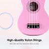imageADM Ukulele for Beginners Hawaiian Wood Ukelele Kit for Kids Adult Student Starter Professional Ukalelee Pack Bundle with Free Lessons Gig Bag Strap Nylon String Tuner BrownSapele 21 InchPink
