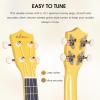 imageADM Ukulele for Beginners Hawaiian Wood Ukelele Kit for Kids Adult Student Starter Professional Ukalelee Pack Bundle with Free Lessons Gig Bag Strap Nylon String Tuner BrownSapele 21 InchBaby Yellow