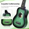 imageADM Ukulele for Beginners Hawaiian Wood Ukelele Kit for Kids Adult Student Starter Professional Ukalelee Pack Bundle with Free Lessons Gig Bag Strap Nylon String Tuner BrownSapele 21 InchGreenbrust