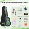 imageADM Ukulele for Beginners Hawaiian Wood Ukelele Kit for Kids Adult Student Starter Professional Ukalelee Pack Bundle with Free Lessons Gig Bag Strap Nylon String Tuner BrownSapele 21 InchGreenbrust