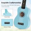 imageADM Ukulele for Beginners Hawaiian Wood Ukelele Kit for Kids Adult Student Starter Professional Ukalelee Pack Bundle with Free Lessons Gig Bag Strap Nylon String Tuner BrownSapele 21 InchBlue