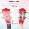 imageADM Ukulele for Beginners Hawaiian Wood Ukelele Kit for Kids Adult Student Starter Professional Ukalelee Pack Bundle with Free Lessons Gig Bag Strap Nylon String Tuner BrownSapele 21 InchPinkburst