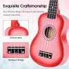 imageADM Ukulele for Beginners Hawaiian Wood Ukelele Kit for Kids Adult Student Starter Professional Ukalelee Pack Bundle with Free Lessons Gig Bag Strap Nylon String Tuner BrownSapele 21 InchPinkburst