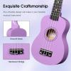 imageADM Ukulele for Beginners Hawaiian Wood Ukelele Kit for Kids Adult Student Starter Professional Ukalelee Pack Bundle with Free Lessons Gig Bag Strap Nylon String Tuner BrownSapele 21 InchLight Purple