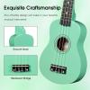 imageADM Ukulele for Beginners Hawaiian Wood Ukelele Kit for Kids Adult Student Starter Professional Ukalelee Pack Bundle with Free Lessons Gig Bag Strap Nylon String Tuner BrownSapele 21 InchCyan Green