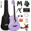 imageADM 38quot Inch Acoustic Guitar Bundle for Beginners Adults with Online Lesson Cutaway Wood Acustica Guitarra Starter Set Package with Gig Bag Strap Steel Strings Picks Capos Stand GreenPurple